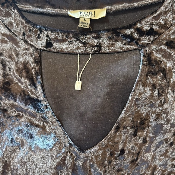 Velvet Long Sleeve Top in an iridescent silver - Picture 2 of 4